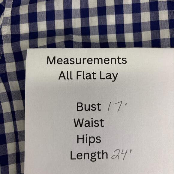 UNTUCKit Blue White Gingham Checkered Button Down Womens 0 Classic Preppy NWT - Picture 13 of 13